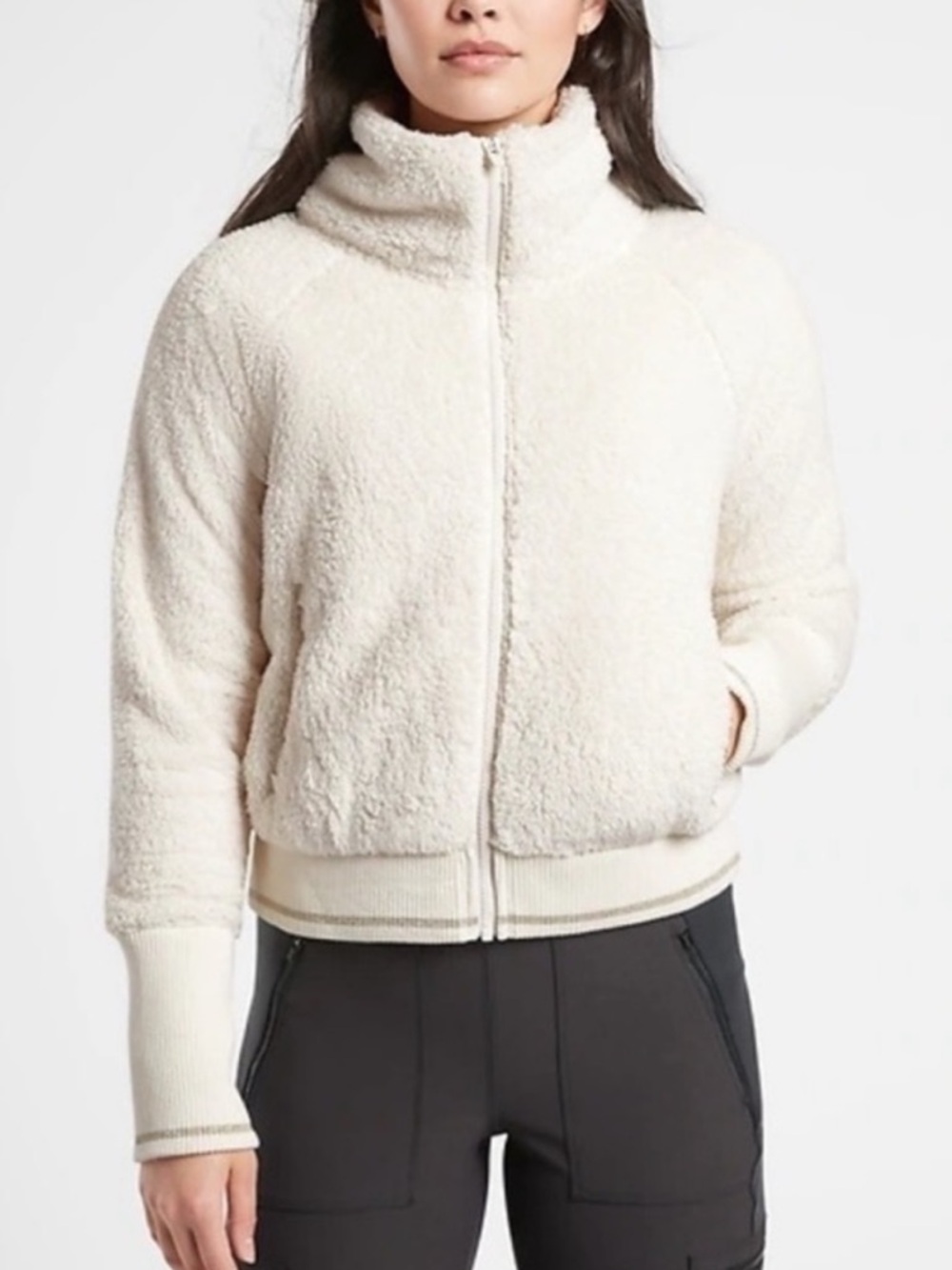 Athleta Tugga Sherpa teddy full zip front sweatshirt jacket